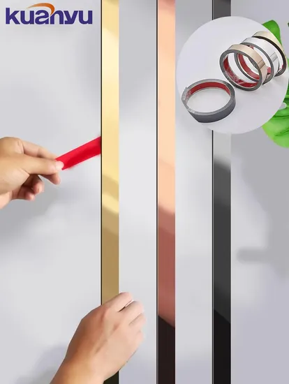 Easy Installation Stainless Steel Self Adhesive Gold Lines Trim Strips 