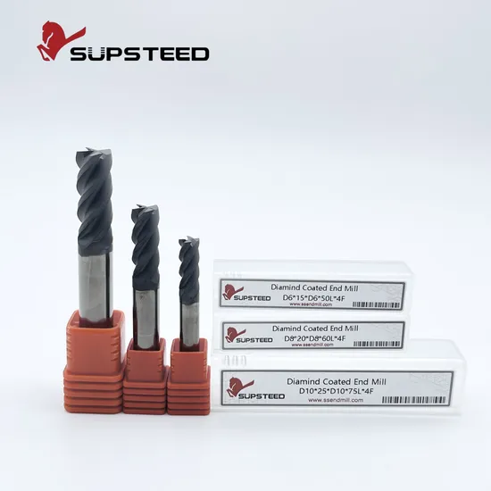 CNC Machine Straight Soild Carbide Tungsten Steel Stainless Steel 4flute Flat with Ball Nose Diamond Coating End Mill 
